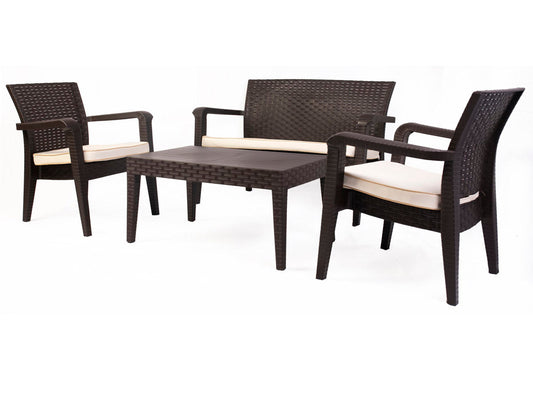 Alaska 4-Piece Seating Set with Cushions-Brown