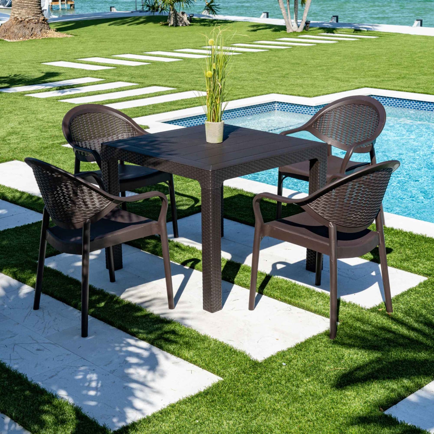 Mona 5-Piece Dining Set-Brown
