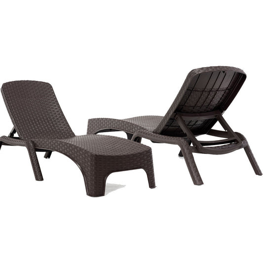 Roma Set of 2 Chaise Lounger-Brown