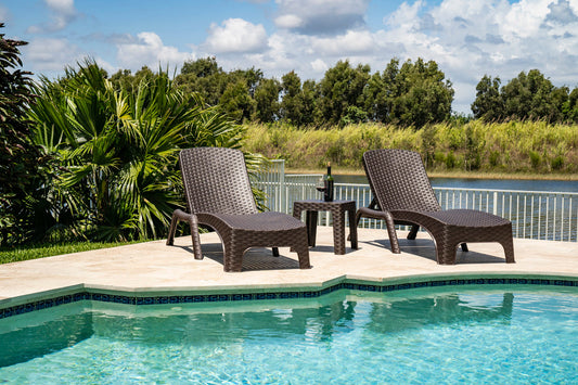 Roma 3-Piece Chaise Lounger Set-Brown