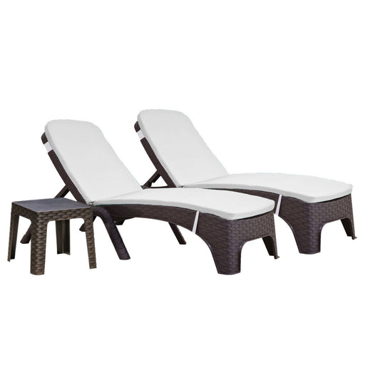 Roma 3-Piece Chaise Lounger Set w/cushion-Brown