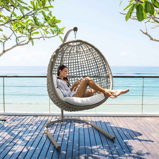 Dynasty Hanging Chair with Frame and Sunbrella Cushion