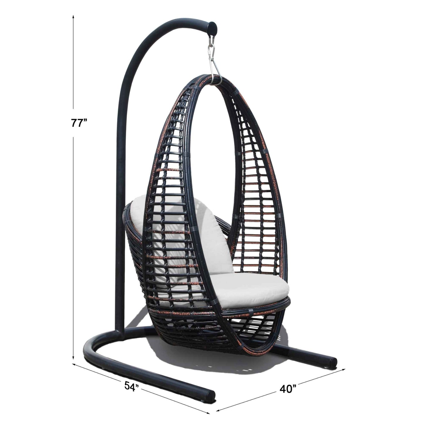 Heri Hanging Chair with Frame and Sunbrella Cushions