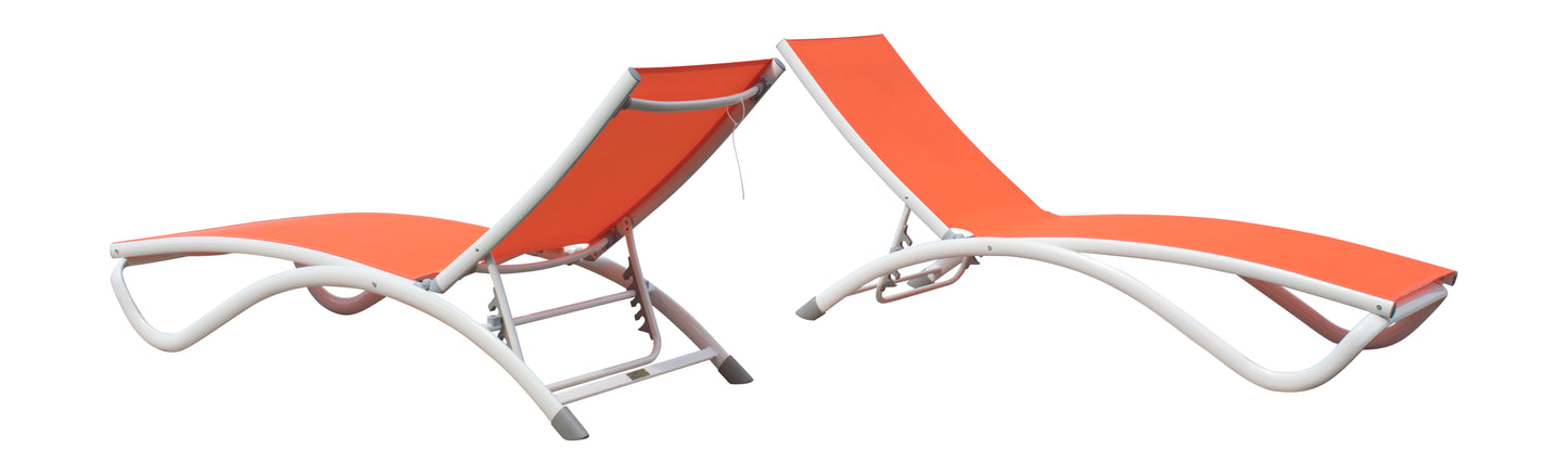 Archway Set of 2 Stackable Orange Sling Chaise Longer