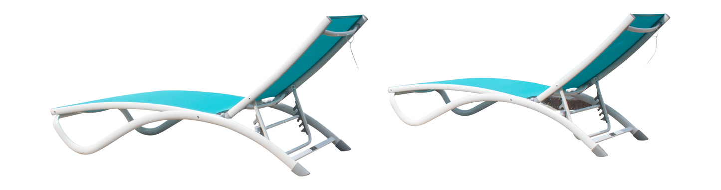 Archway Set of 2 Stackable Teal Sling Chaise Longer