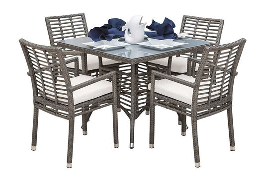 Panama Jack Graphite 5-Piece Armchair Dining Set with Cushions