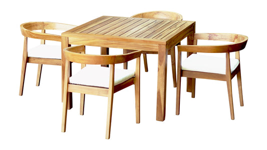 Panama Jack Bali Teak 5-Piece Square Dining Table with Cushions