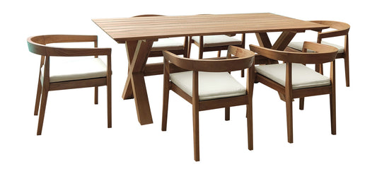 Panama Jack Bali Teak 7-Piece Square Dining Table with Cushions