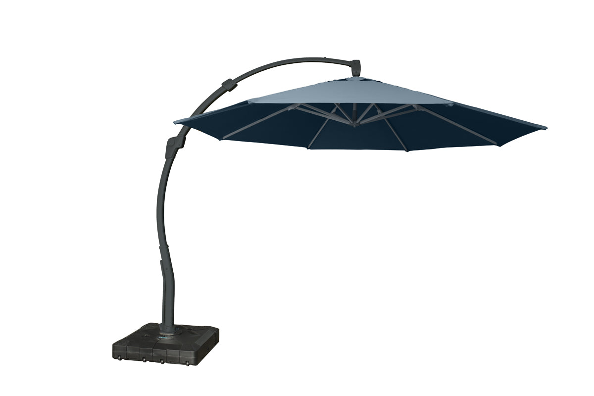 11.5 Ft Cantilever Sunbrella Denim 360 Umbrella w/Movable Base