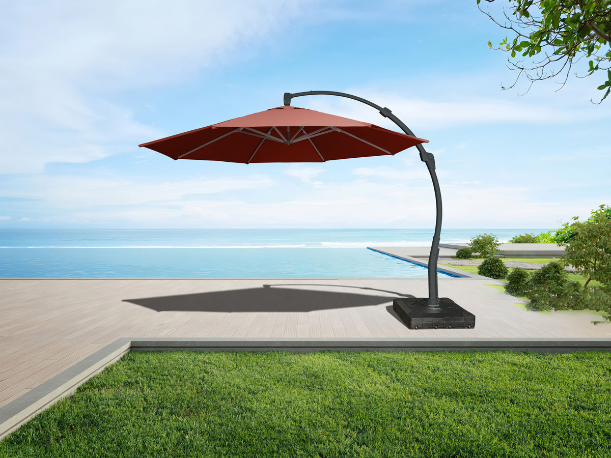 11.5 Ft Cantilever Sunbrella Terracotta 360 Umbrella w/Movable Base