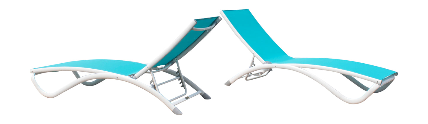 Archway Set of 2 Stackable Teal Sling Chaise Longer