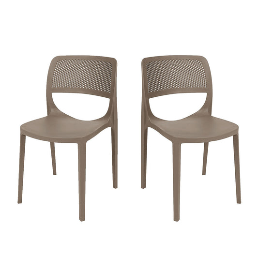 Mila Set of 2 Stackable Side Chair-Cappuccino