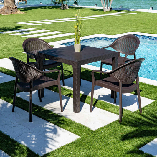 Mona 5-Piece Dining Set-Brown
