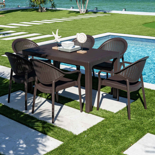 Mona 7-Piece Dining Set-Brown
