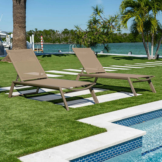 Odessa Set of 2 Chaise Loungers - Capuccino