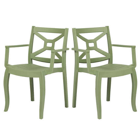 Zeus Set of 2 Stackable Armchair-Green