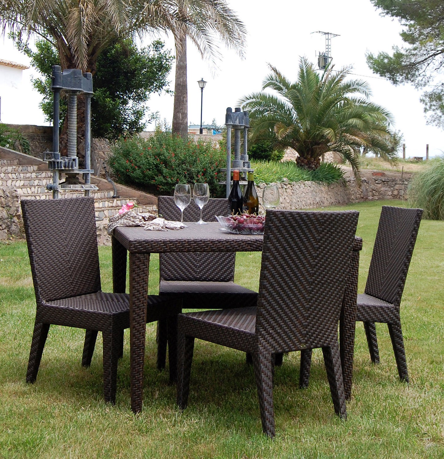 Soho 5-Piece Square Dining Side Chair Set with Cushions