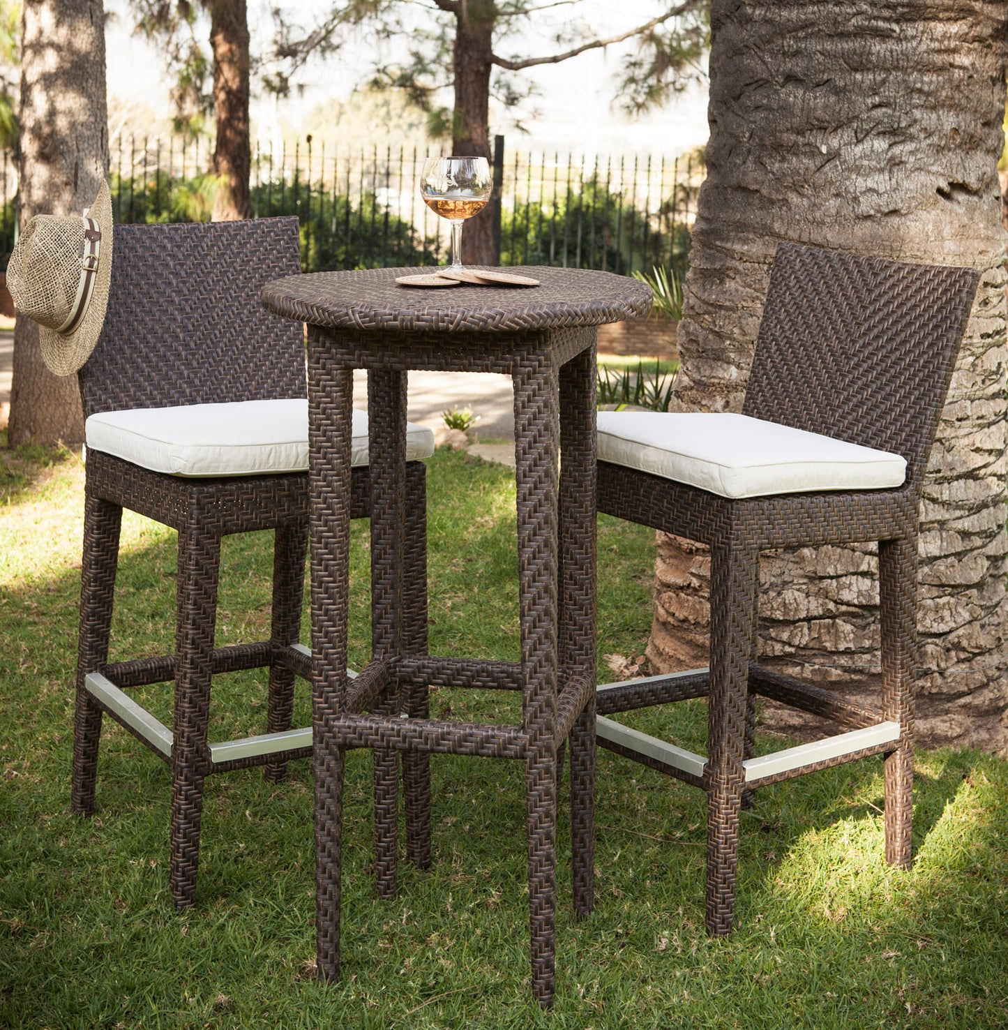 Soho 3-Piece Pub & Barstool Set with Cushions