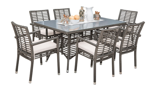 Panama Jack Graphite 7-Piece Armchair Dining Set with Cushions