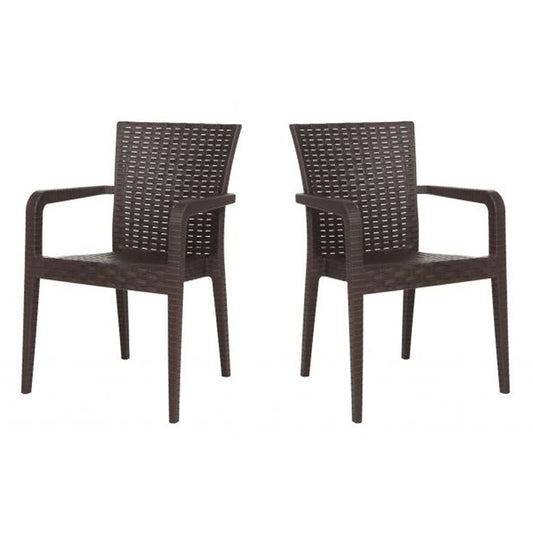 Alberta Set of 2 Stackable Armchair-Brown