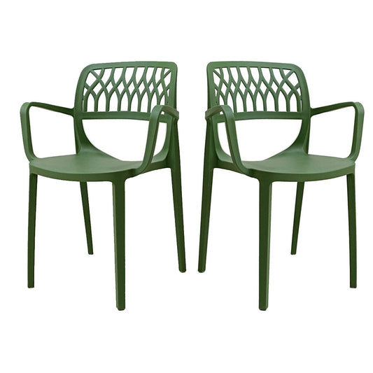 Elsa Set of 2 Stackable Armchair-Green