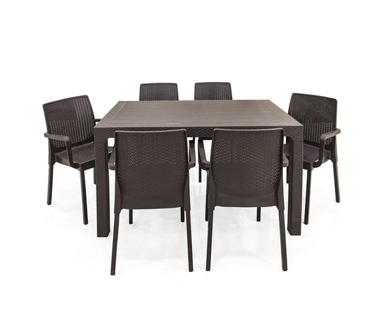 Napoli 7-Piece Dining Set-Brown