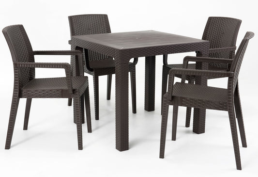 Siena 5-Piece Dining Set-Brown