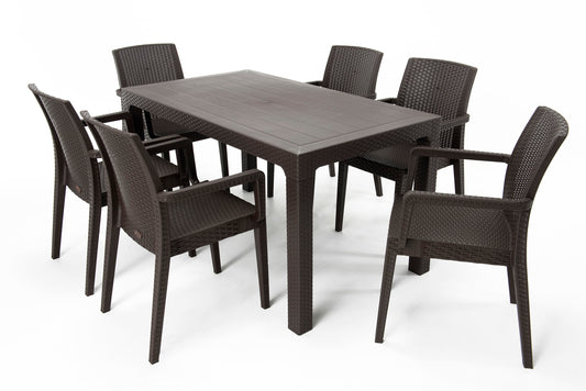 Siena 7-Piece Dining Set-Brown